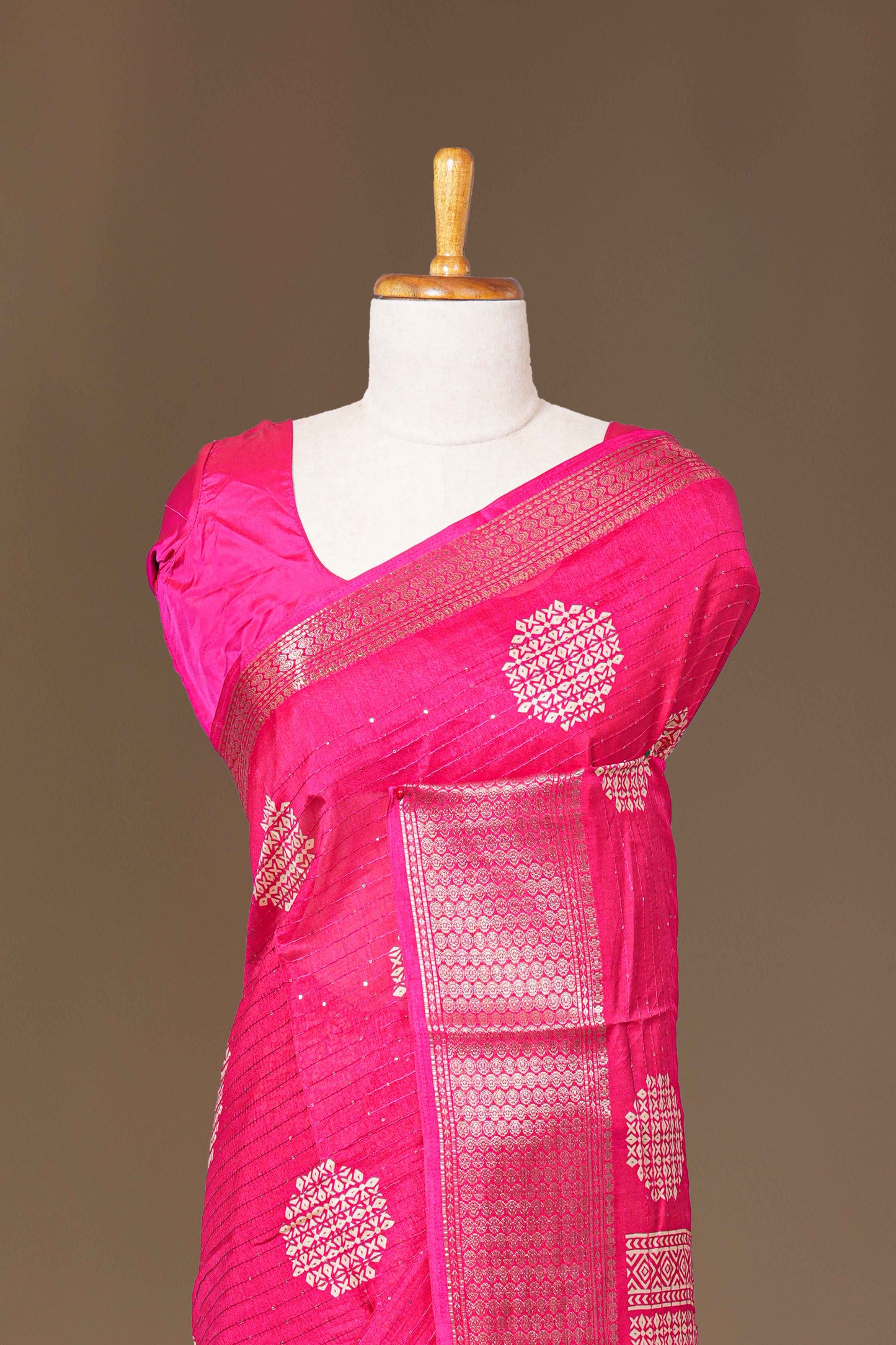 Pink jacquard border silk saree