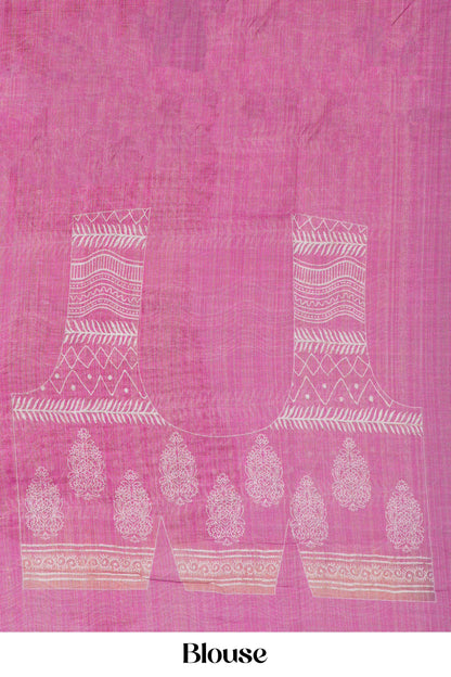 Pink linen festive saree