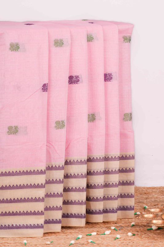 Pink mayil motif Chirala cotton saree