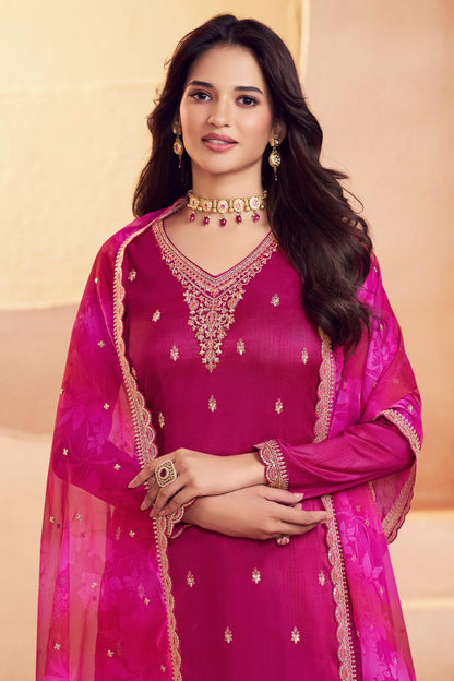 Pink moga silk dress material