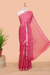 Pink moss chiffon bandhani saree