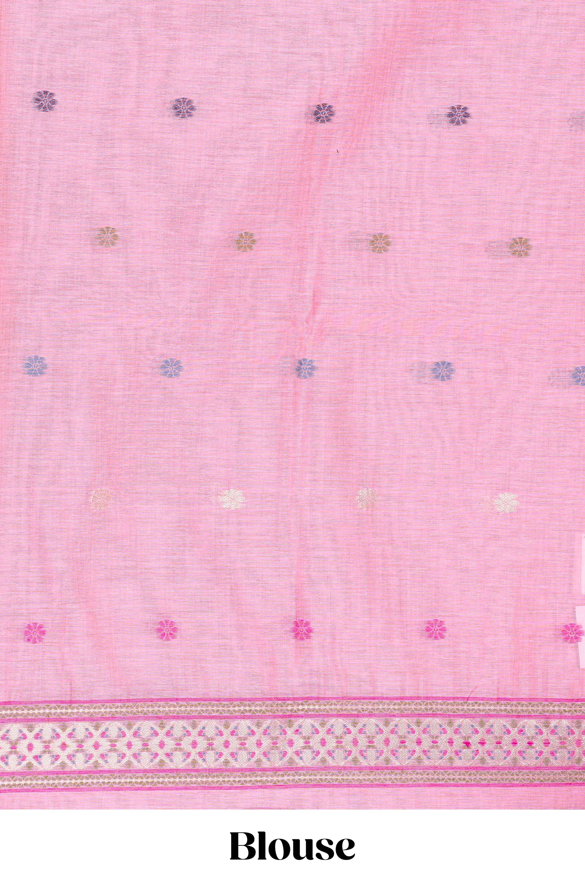 Pink munga cotton festive saree 