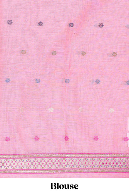 Pink munga cotton festive saree 