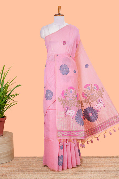 Pink munga cotton saree design