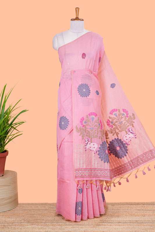 Pink munga cotton saree design