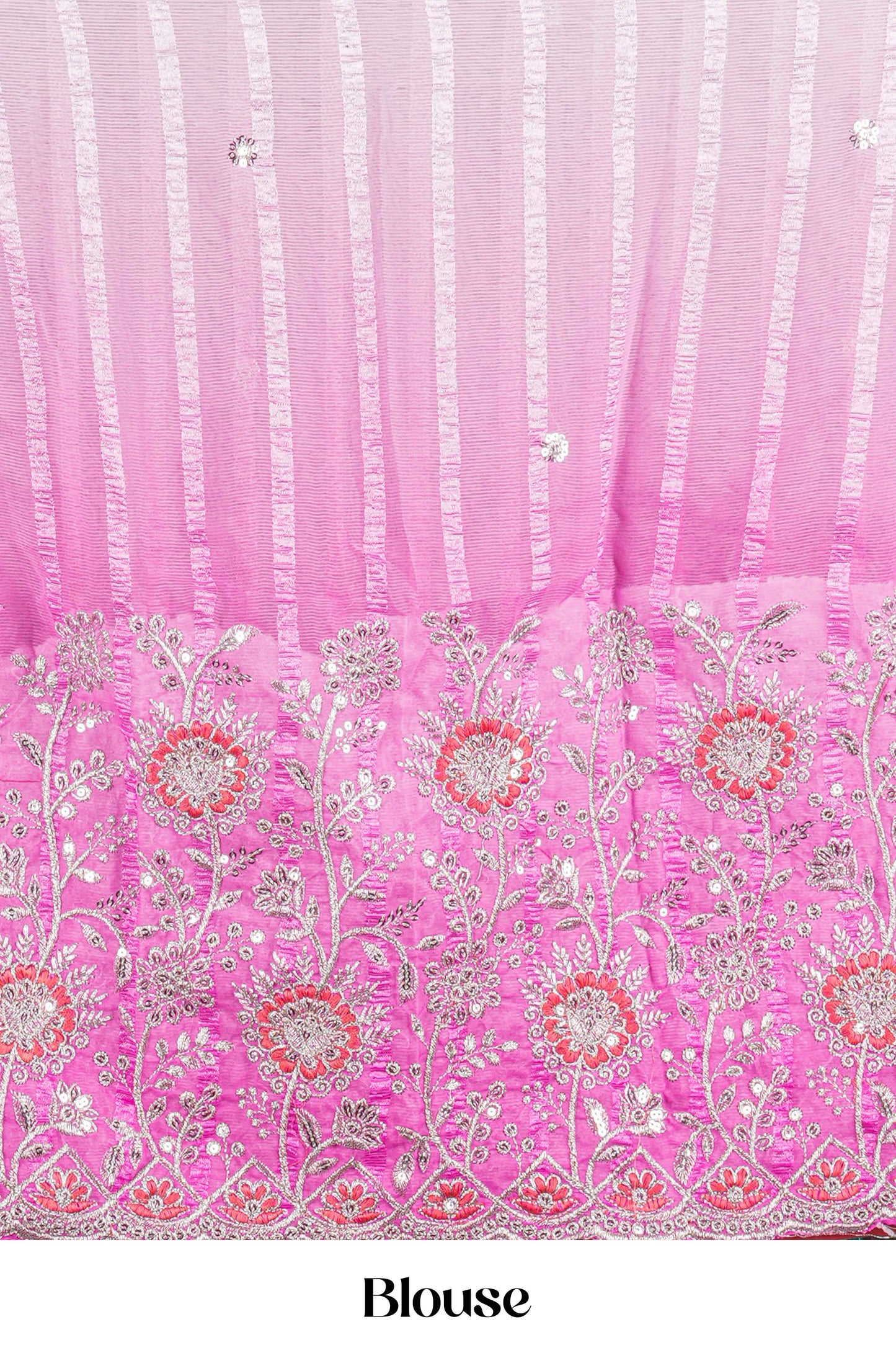 Pink orange chiffon designer saree