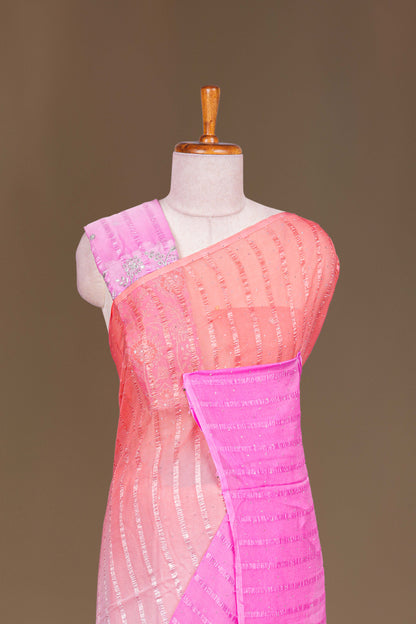 Pink orange chiffon party wear saree