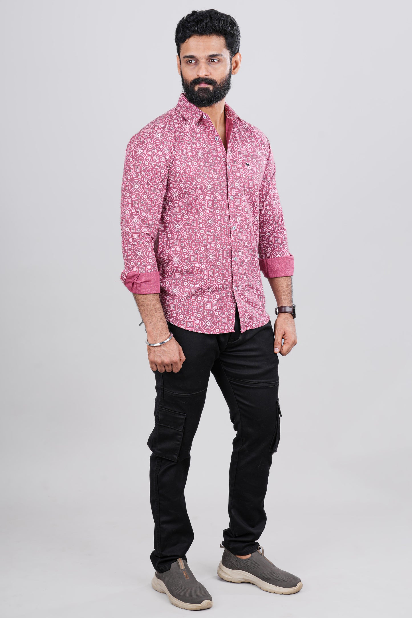 Pink pattern casual shirt