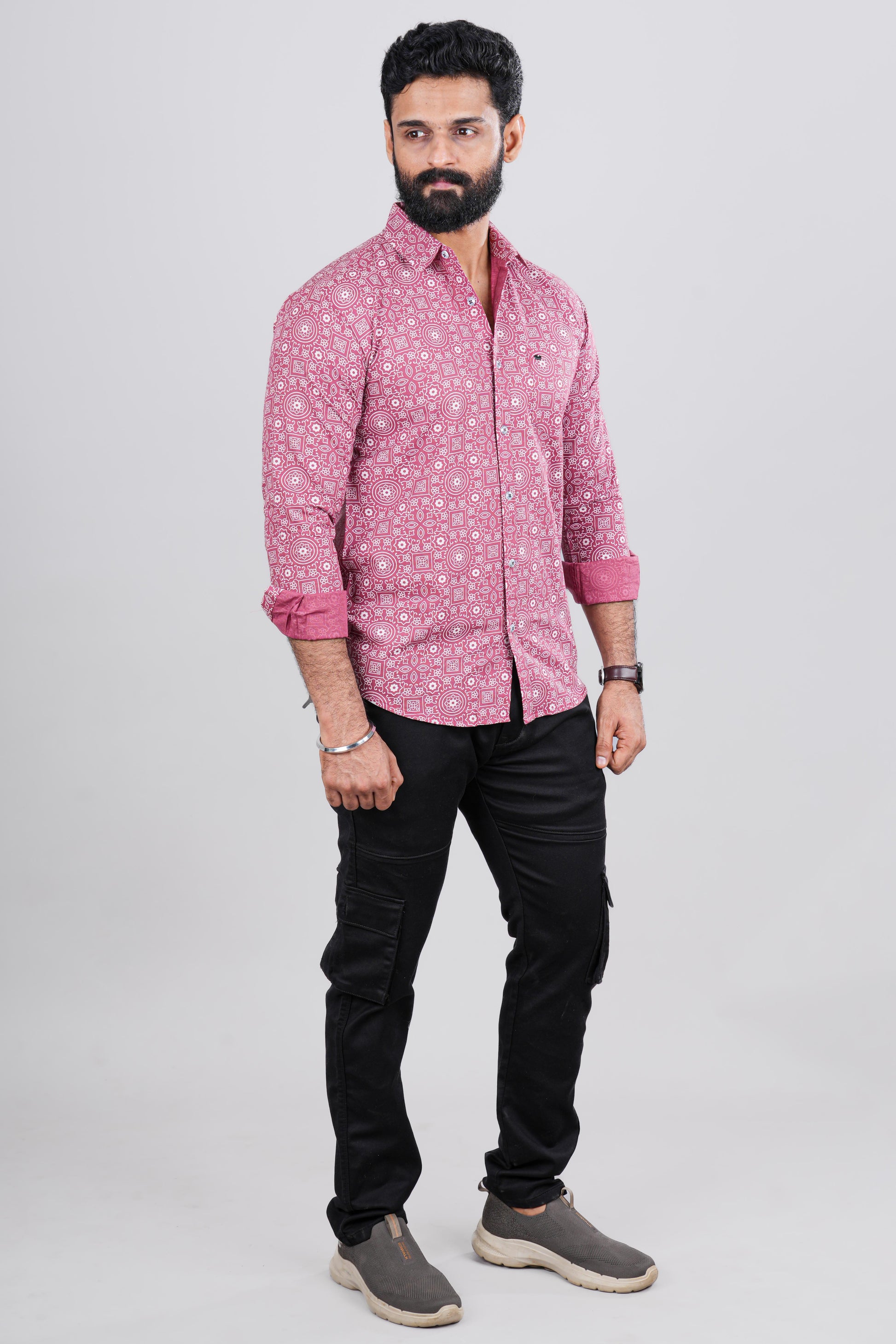 Pink pattern casual shirt