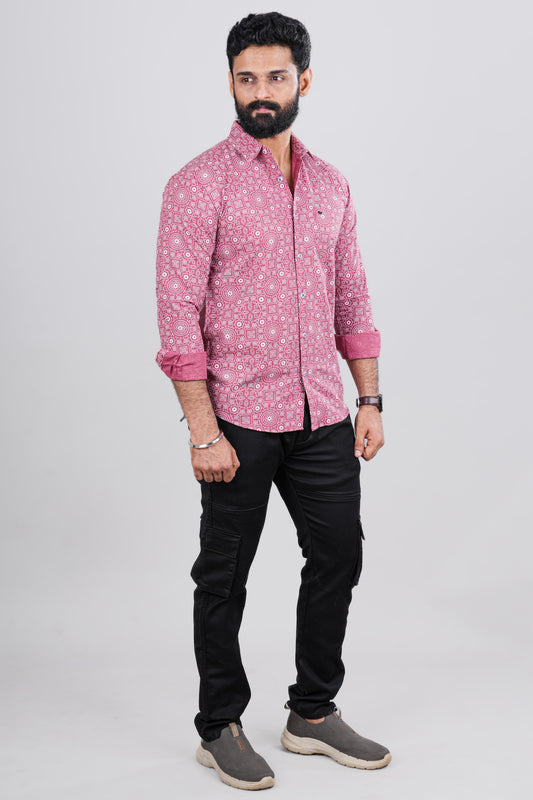 Pink pattern casual shirt