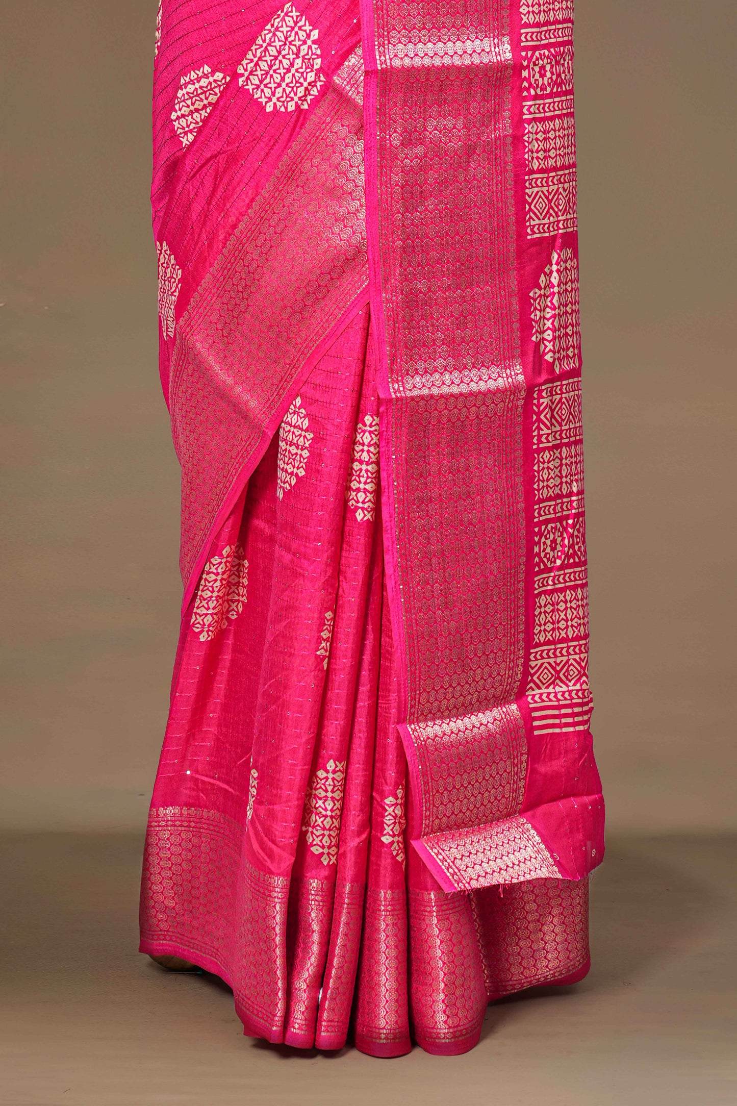 Pink printed pallu silk saree