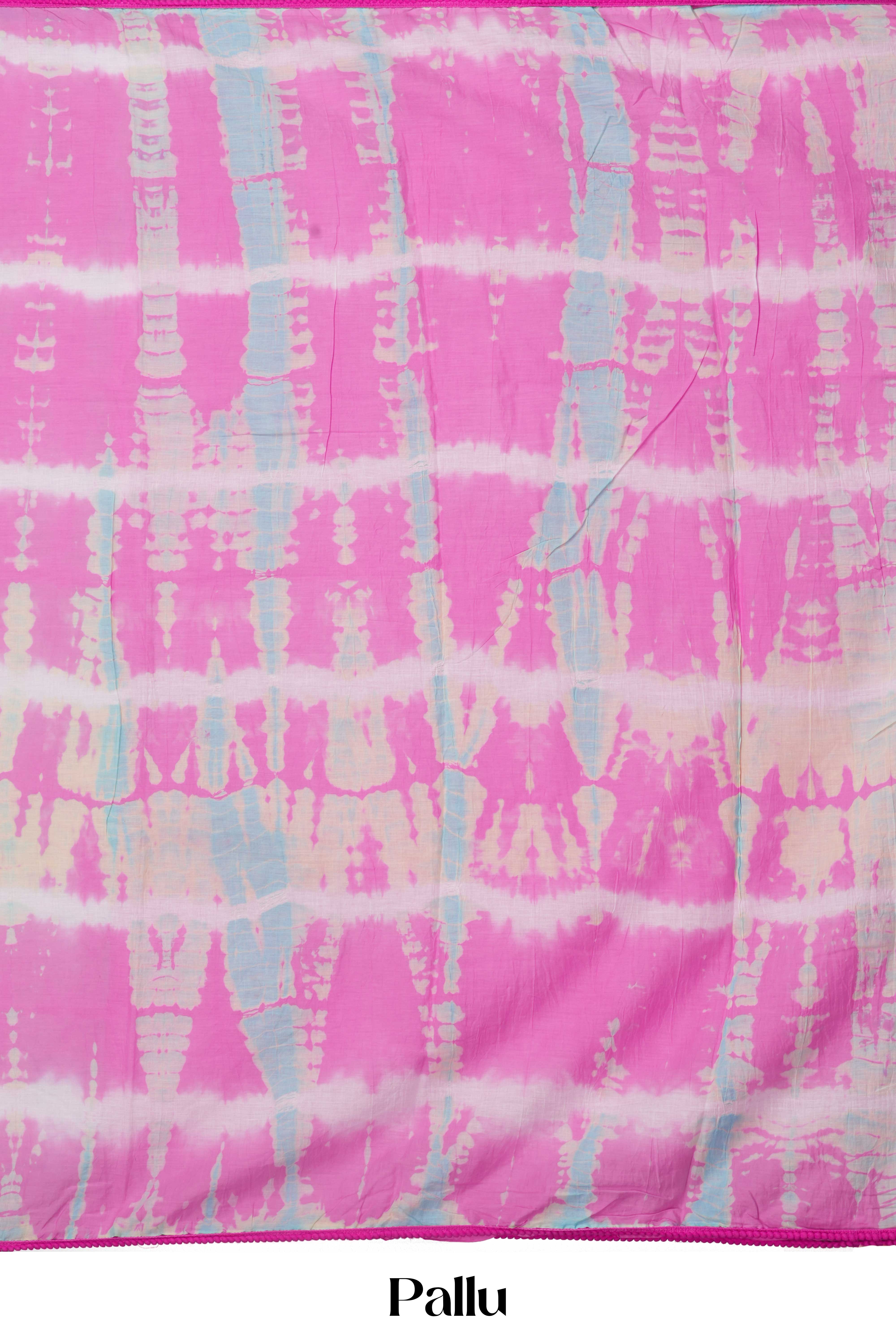 Pink pure cotton saree
