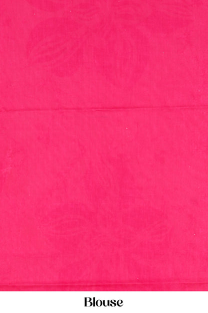Pink pure cotton saree with blouse