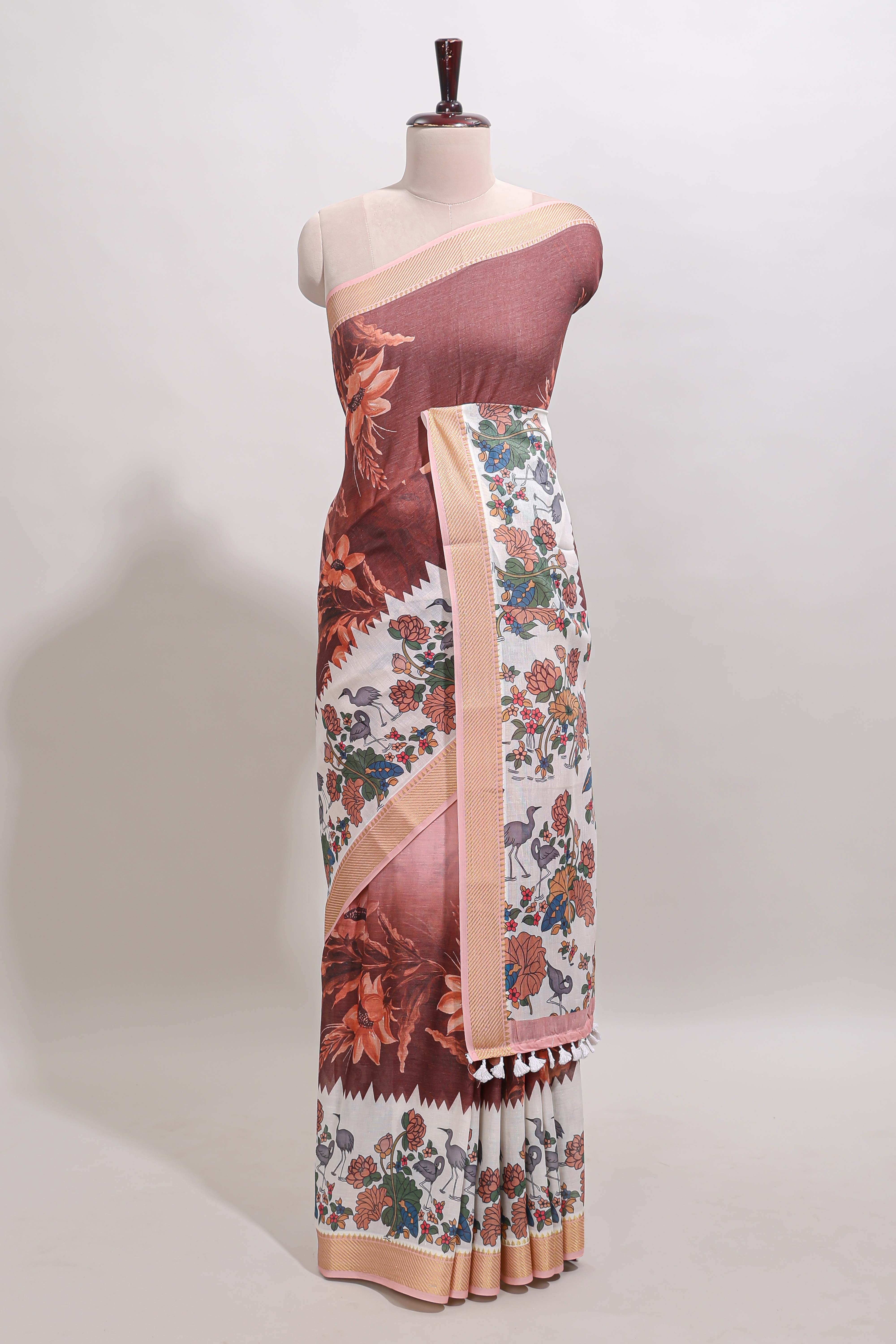 Pink quirky motif saree