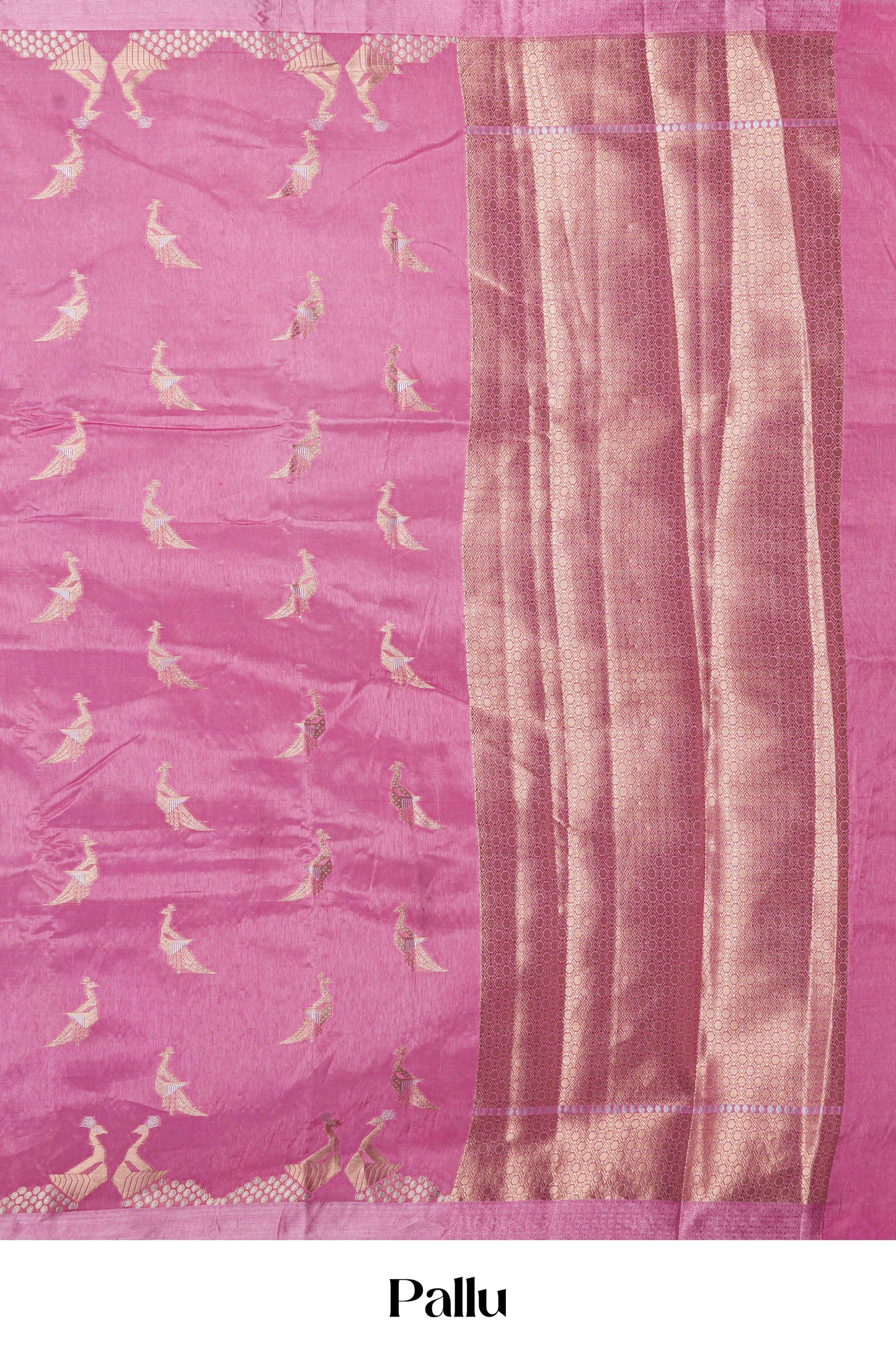 Pink raw silk saree