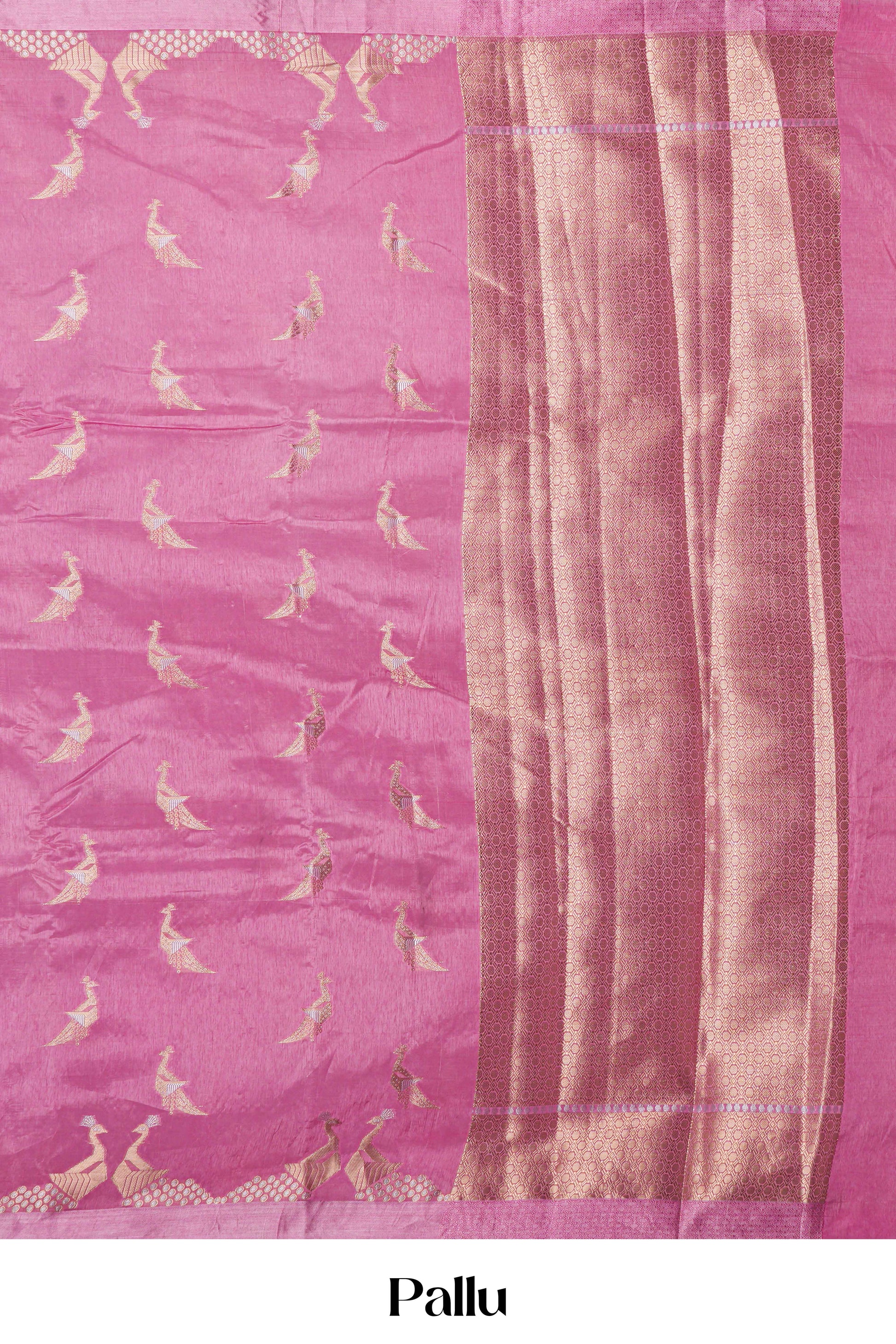Pink raw silk saree