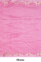 Pink raw silk woven saree