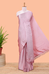 Pink satin crepe crush texture saree