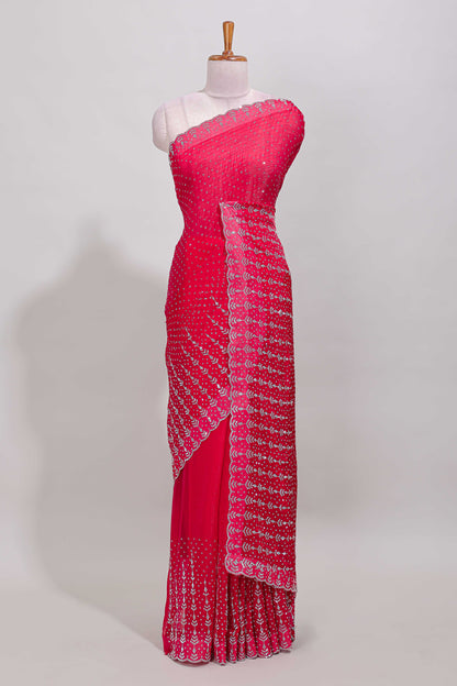 Pink scallop saree