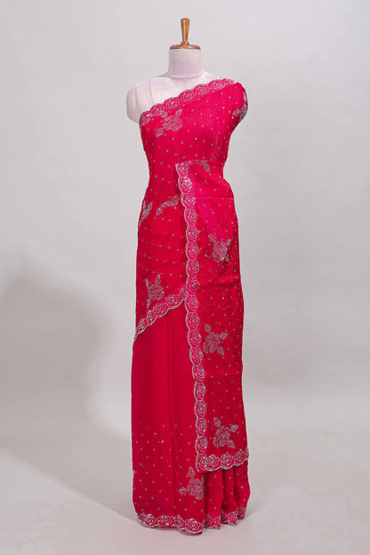 Pink scallop saree border 