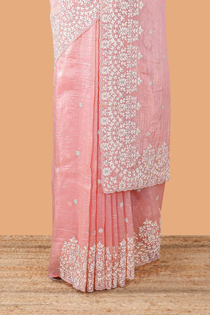 Pink self pallu saree