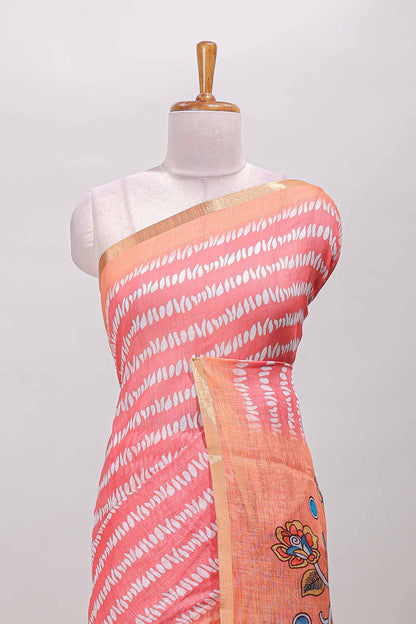  Pink self zari border saree