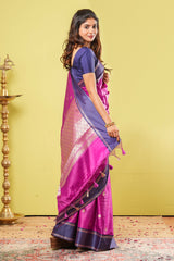 Pink semi soft silk festive saree