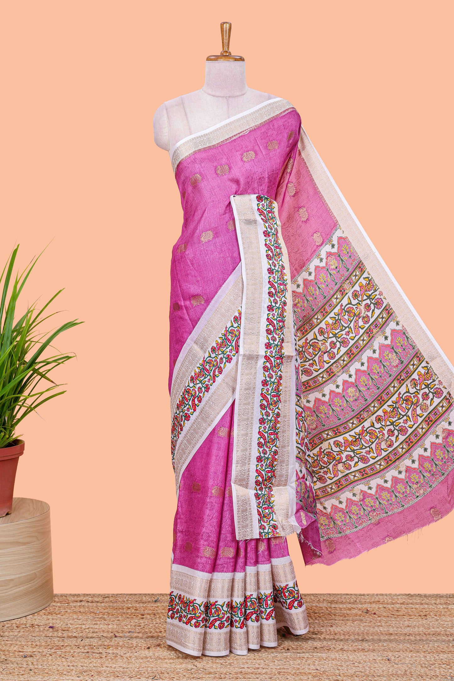 Pink silk dola weave