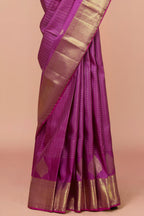 Pink silk saree with gold zari