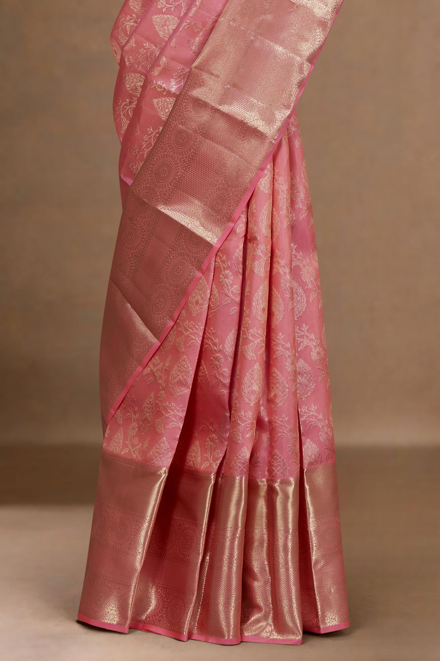 Pink silk sarees with zari border