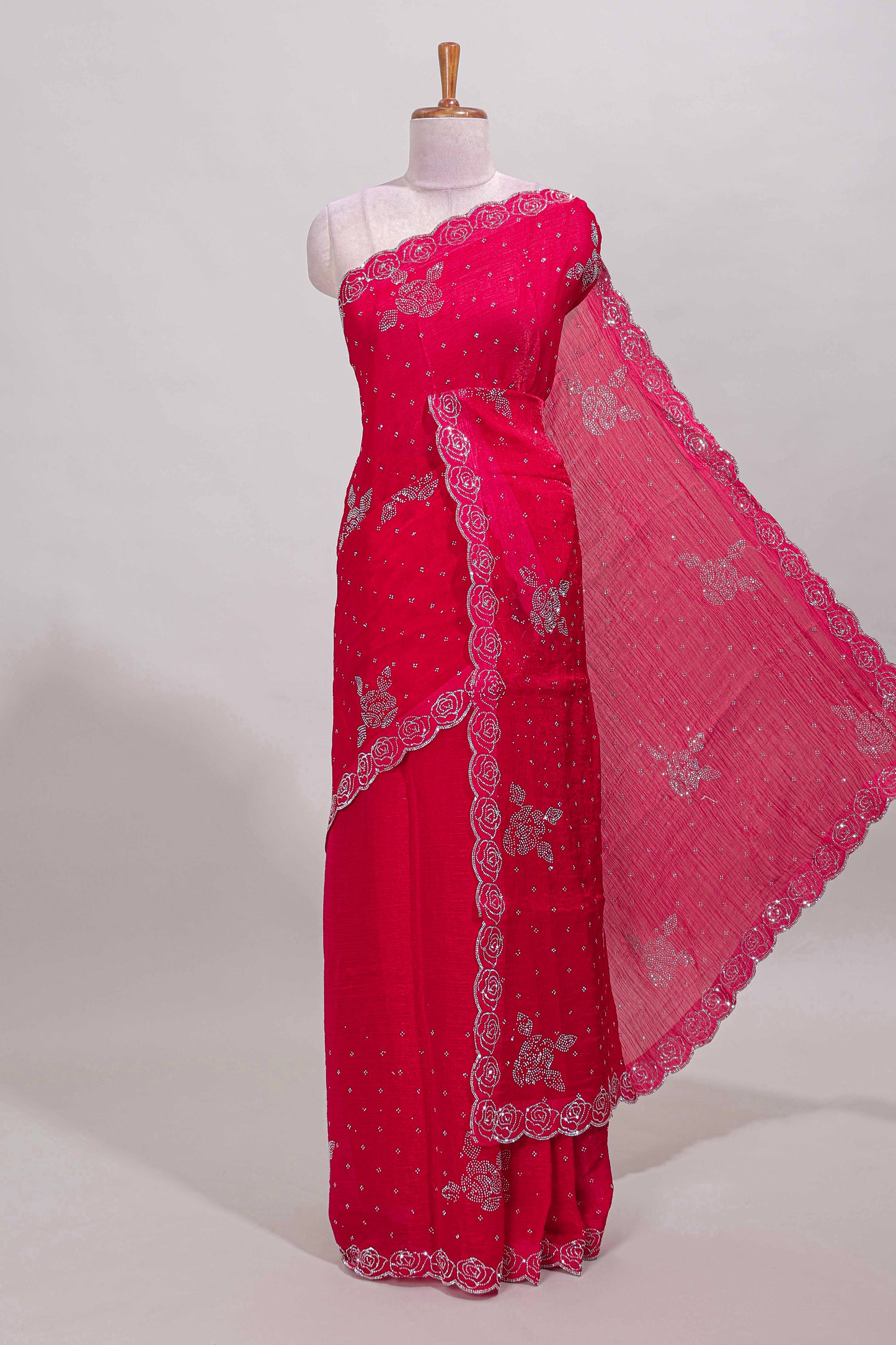 Pink stone designer saree
