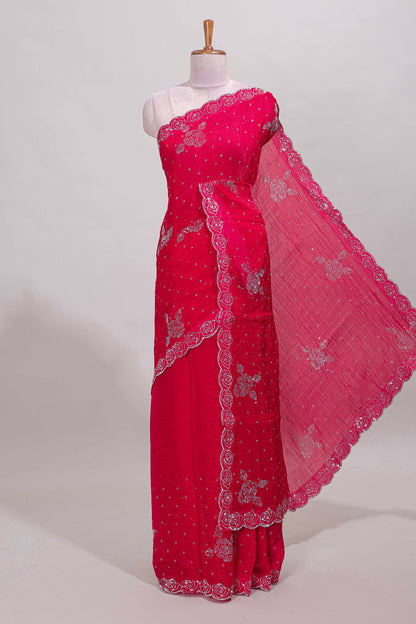 Pink stone designer saree