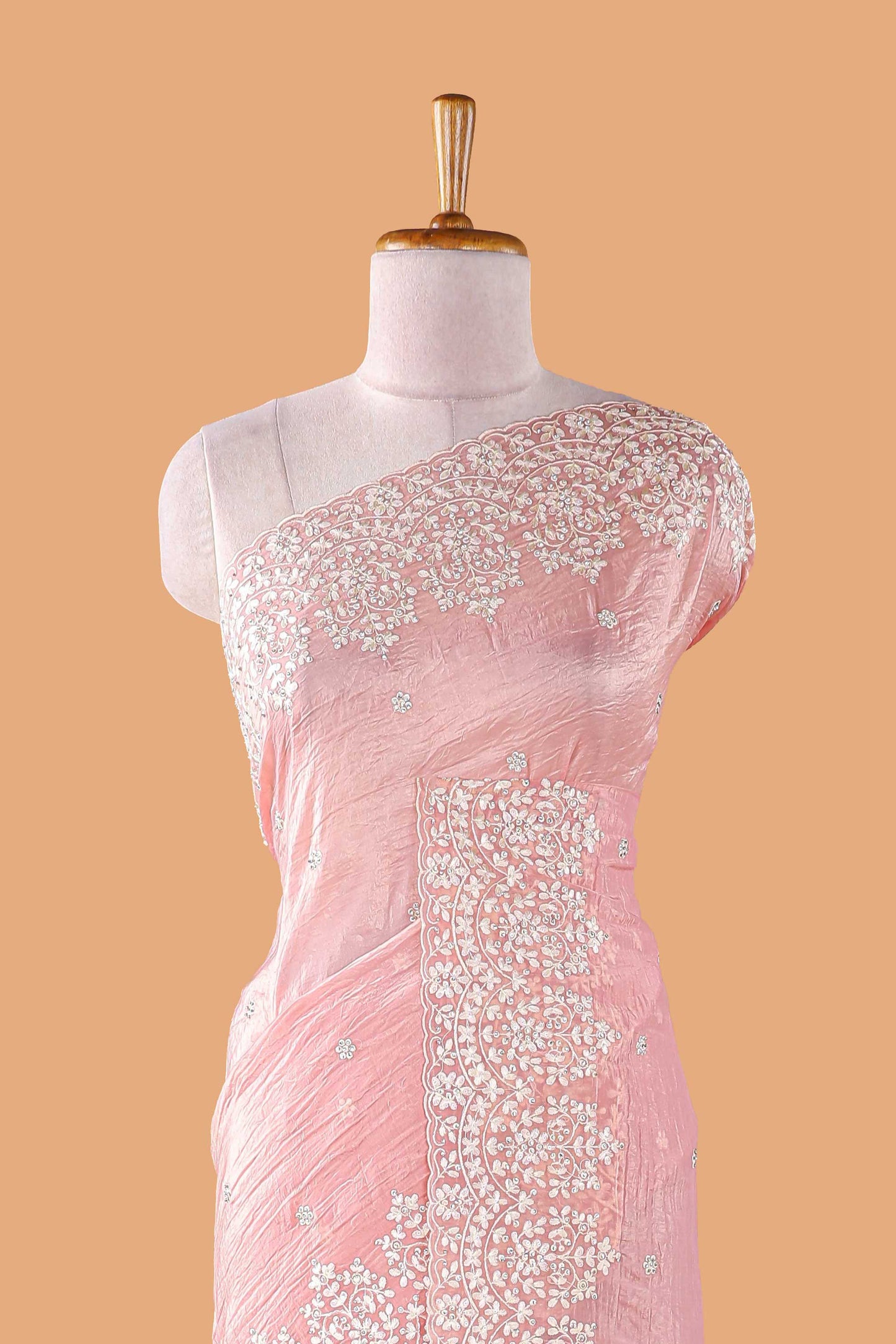 Pink stone work sarees
