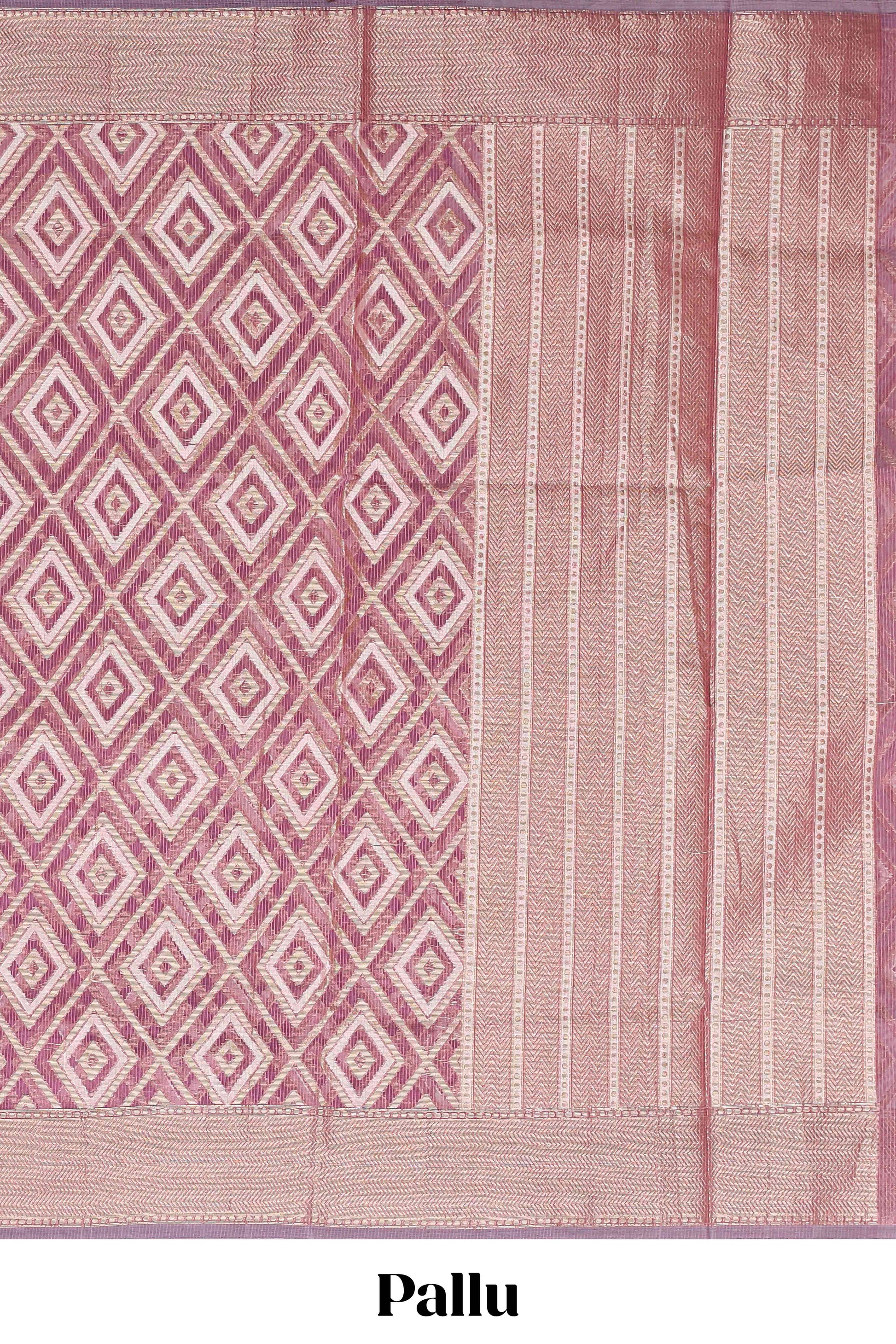  Pink striped pallu saree