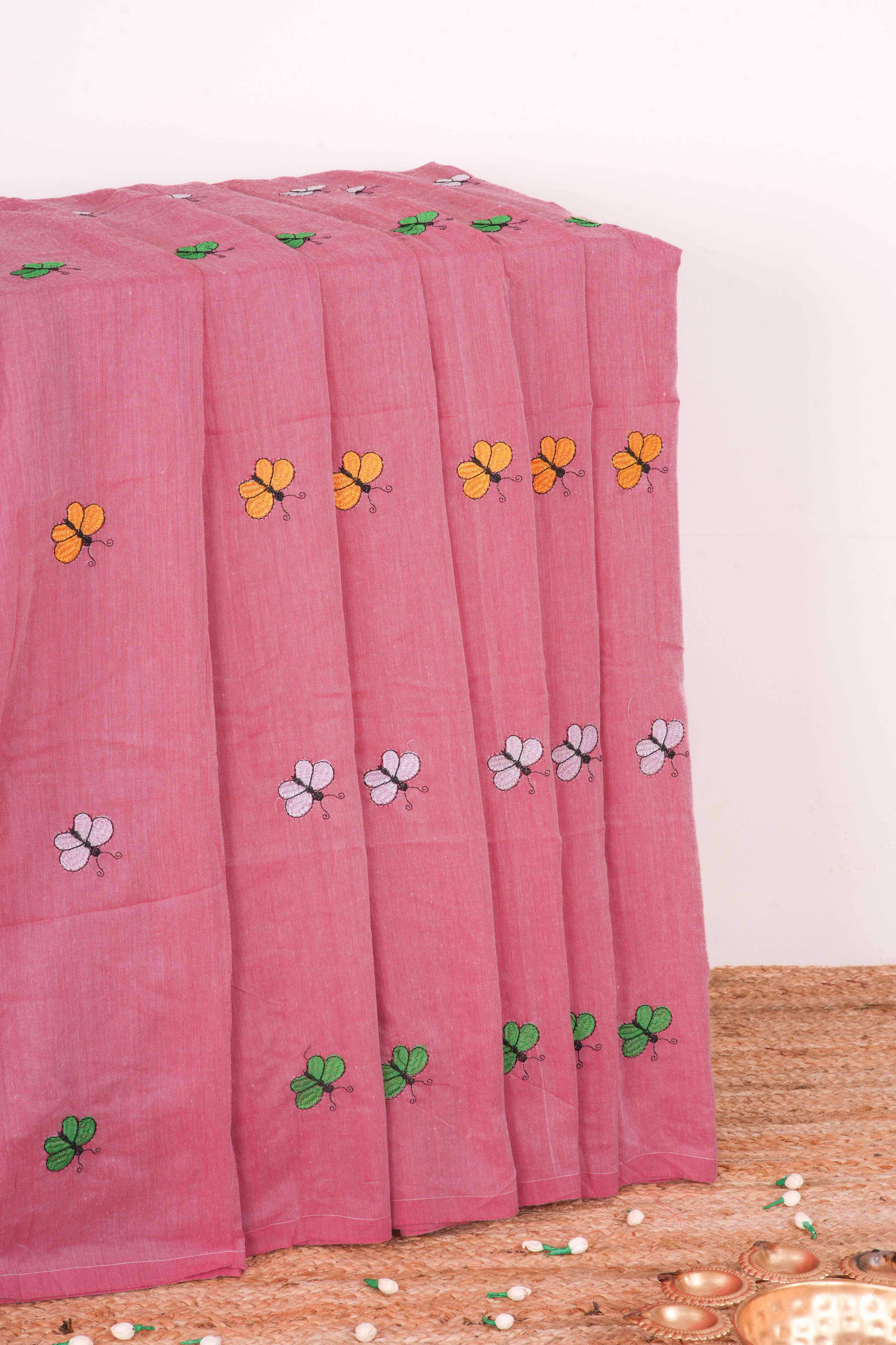 Pink textured cotton weave