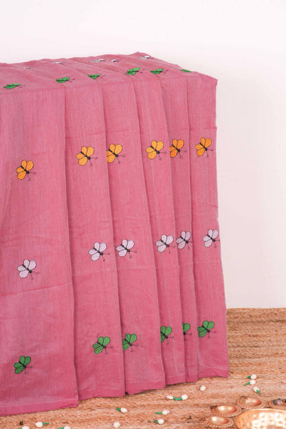 Pink textured cotton weave