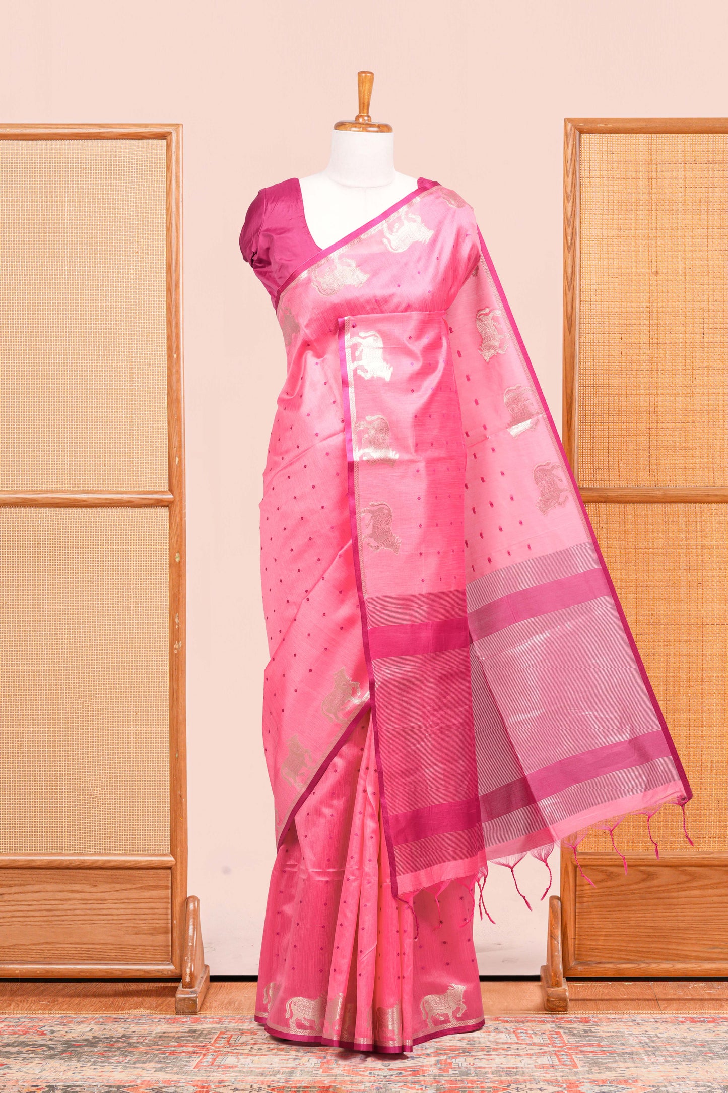 Pink tussar silk