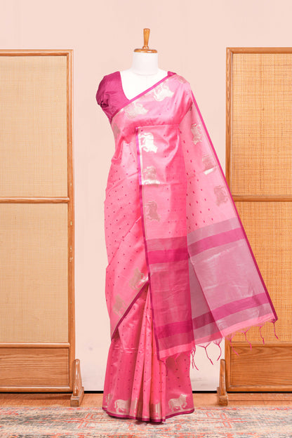 Pink tussar silk