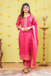Pink viscose embroidered salwar suit set
