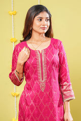 Pink viscose zari detail suit