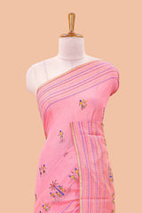Pink warli art chanderi saree