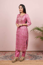 Pink zari woven salwar suit