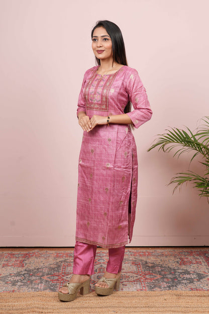 Pink zari woven salwar suit