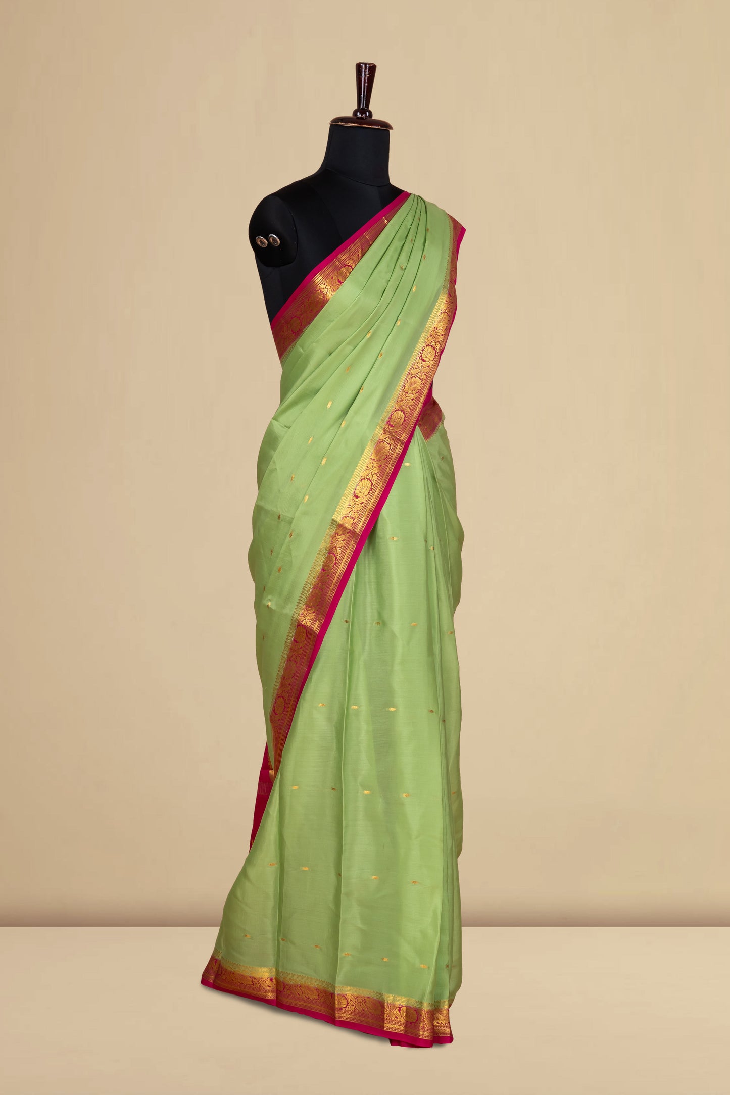 Pista green silk saree