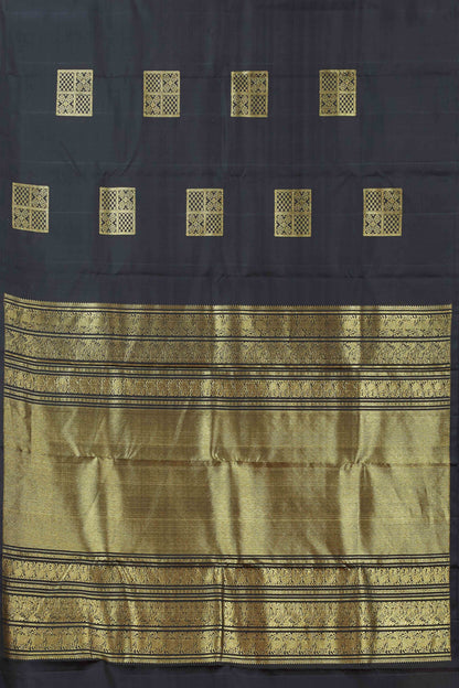 Plain black silk saree borderless