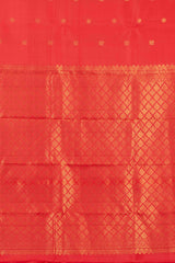 Plain red silk saree borderless