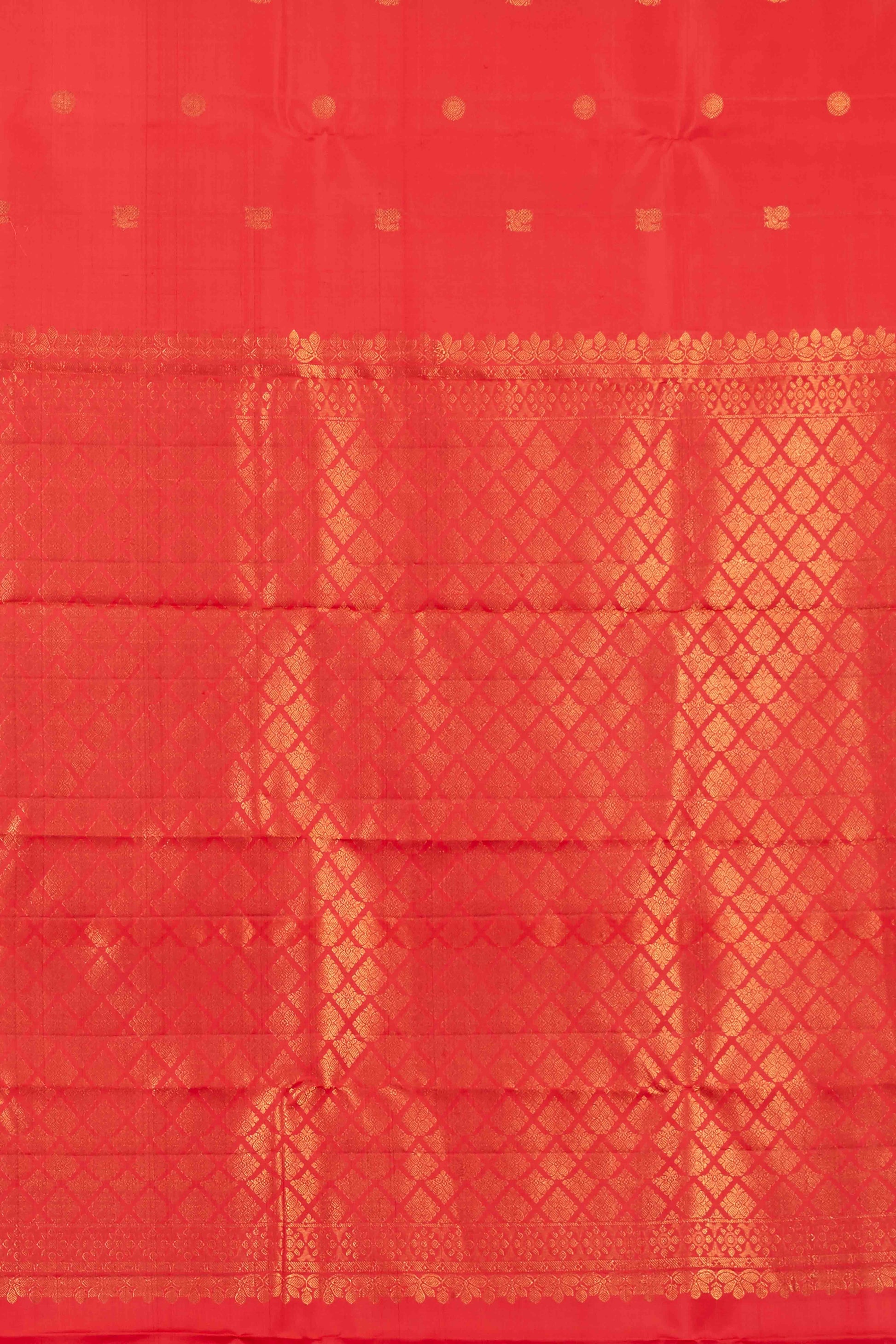 Plain red silk saree borderless