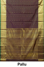 Plum silk saree with green border