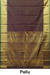 Plum silk saree with green border