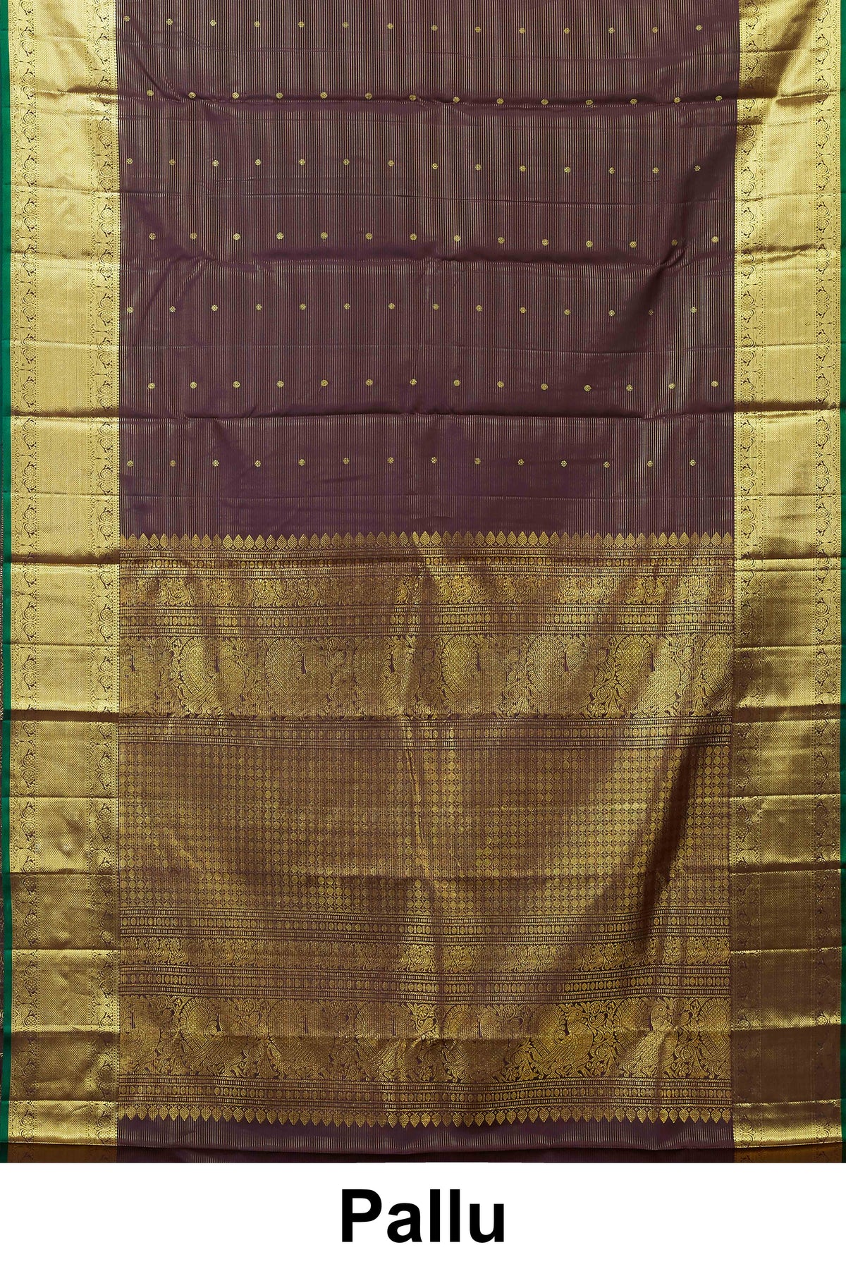 Plum silk saree with green border
